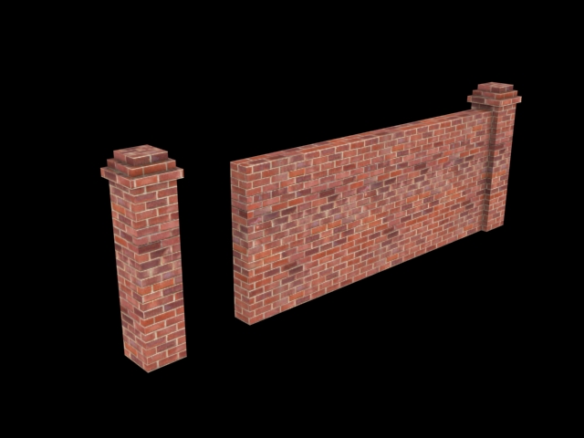 Brick fence low poly