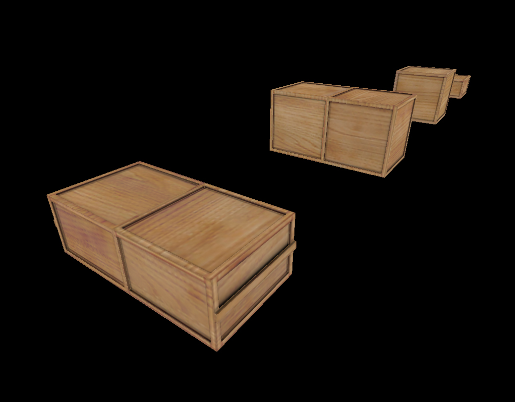 Different wooden boxes low poly