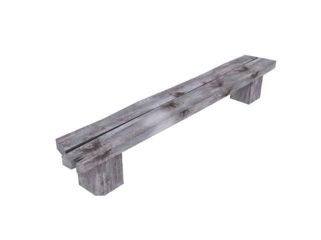 wooden bench low poly 2