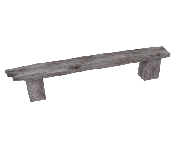 wooden bench low poly 3