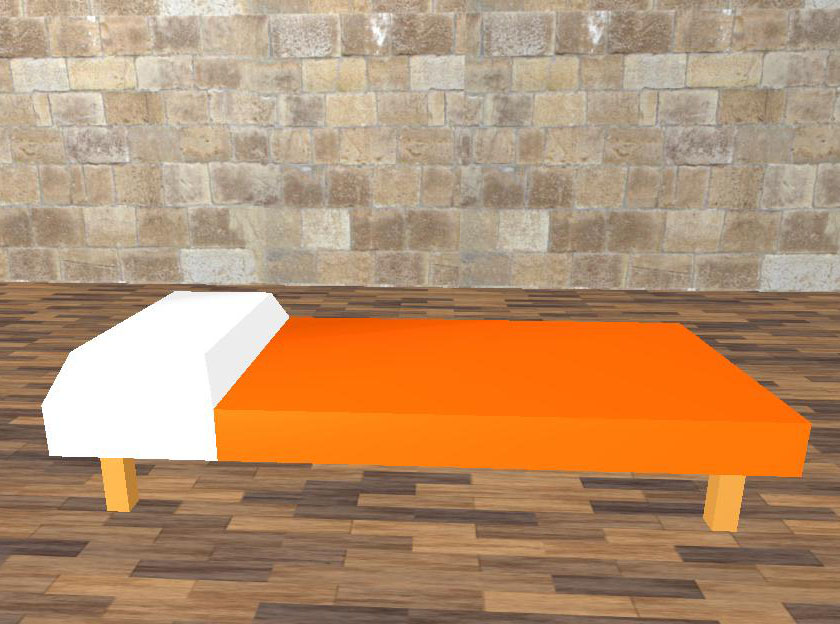 Orange Bed Low Poly