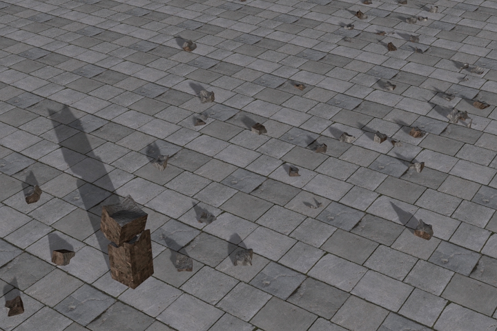 broken marble column with stones