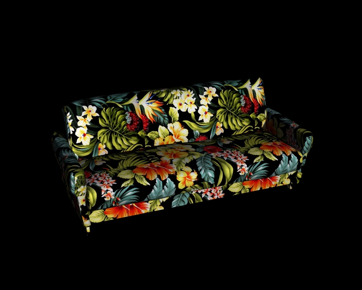 a sofa with colourful upholstery