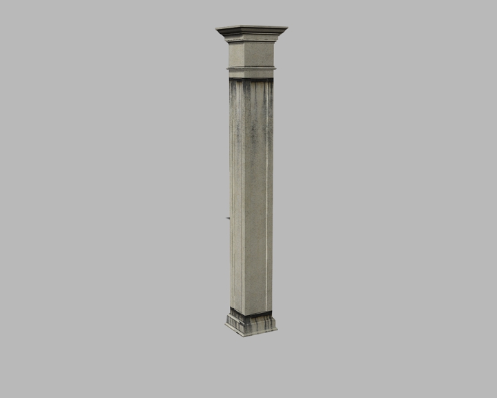 concrete column with dirty streaks