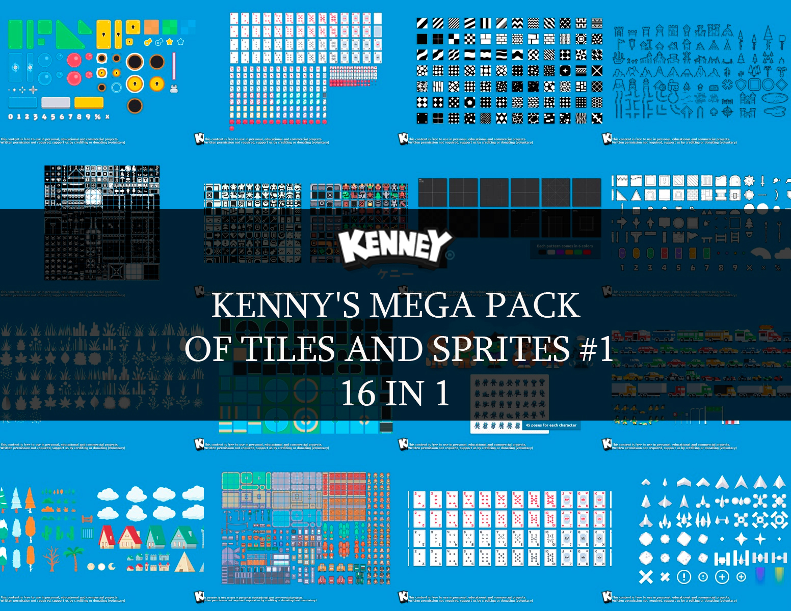 Pack of sprites and tiles from Kenny #1 (16 in 1)