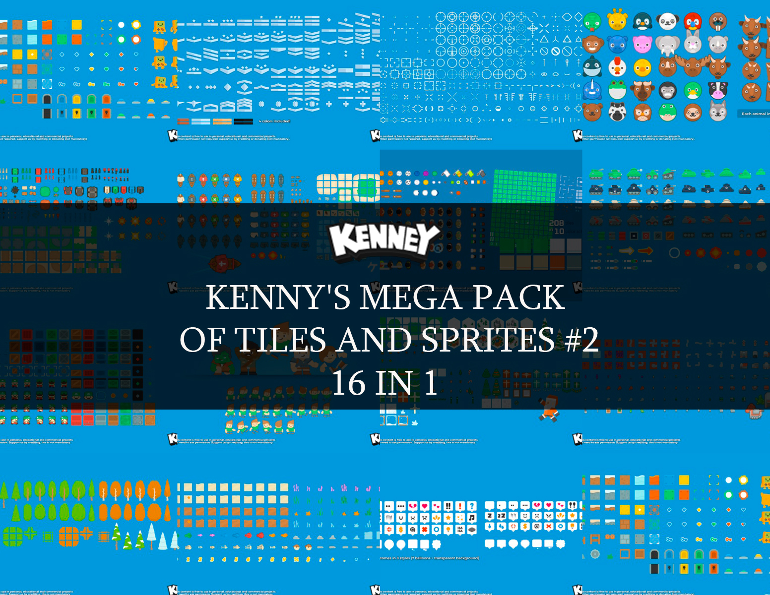 Pack of sprites and tiles from Kenny #2 (16 in 1)